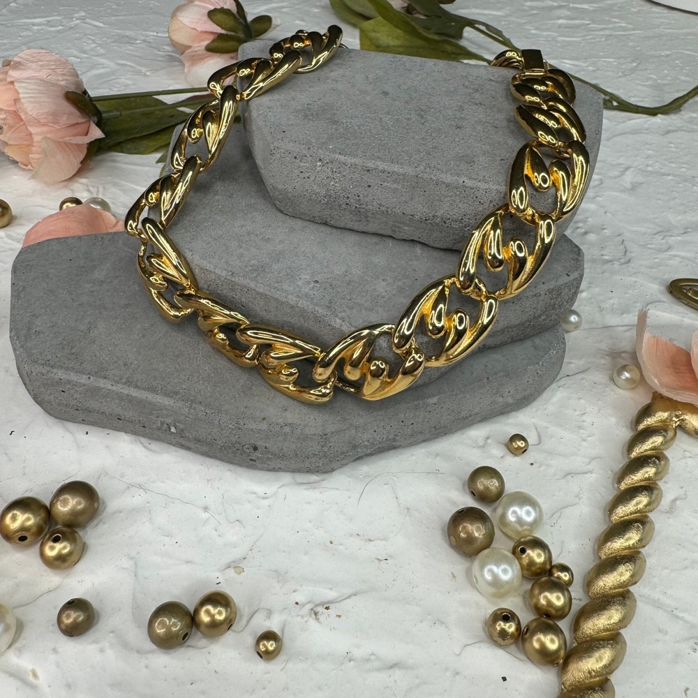 Chunky Gold Tone Chain Necklace‎ Statement Collar